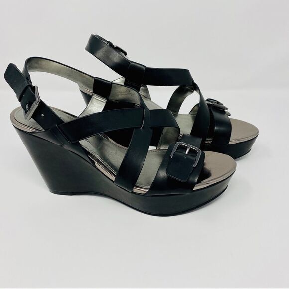 Marc Fisher - Black Faux-Leather Platform … - Picture 7 of 8